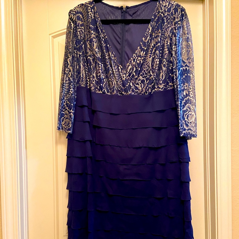 Lace sleeve shutter pleat dress
